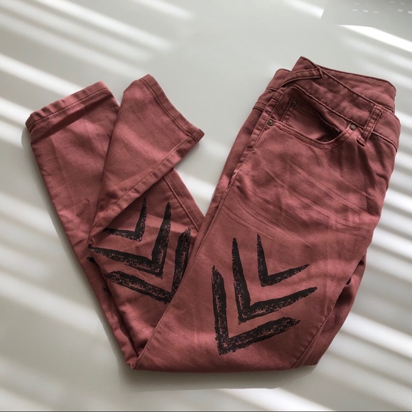 Free People Dotted Arrow Ikat Chevron Blush Pants - Picture 6 of 8
